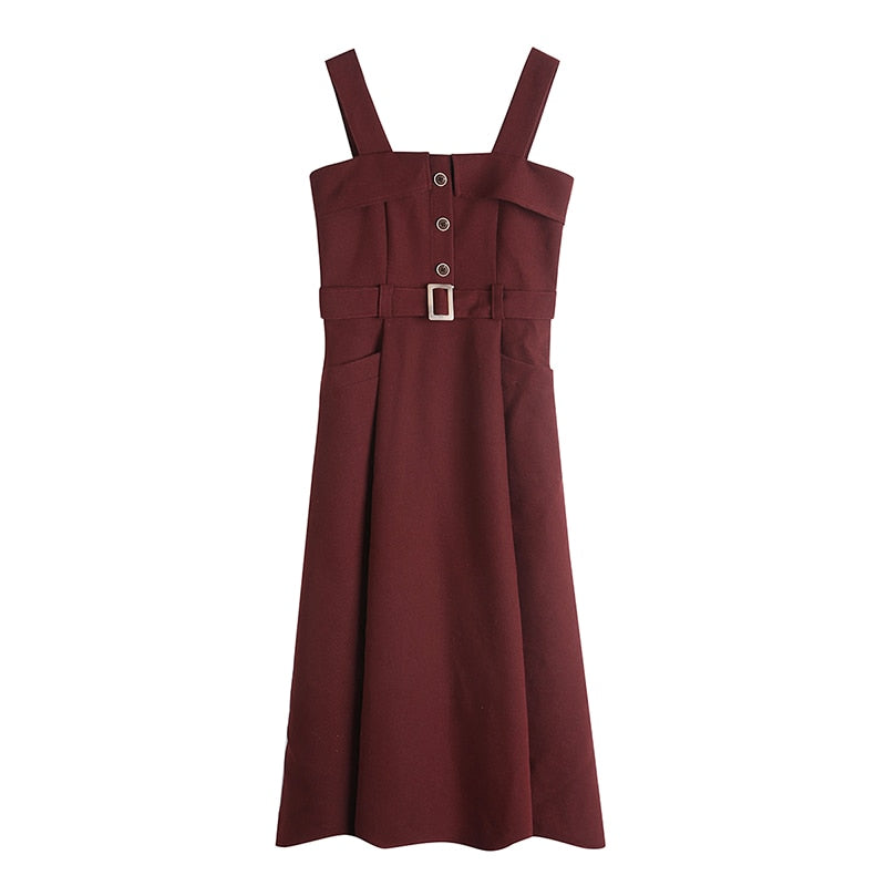flowersverse Back to school outfit 3 Colors Japan Preppy Style Women Tank Dress With Belt Retro Solid Loose Casual Large Size Sleeveless Dresses For Autumn Winter