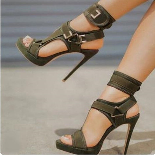 flowersverse Big Size 34-43 Brand New Ladies Thin High Heels Gladiator Sandals Platform Summer Sandals Women Party Shoes Woman
