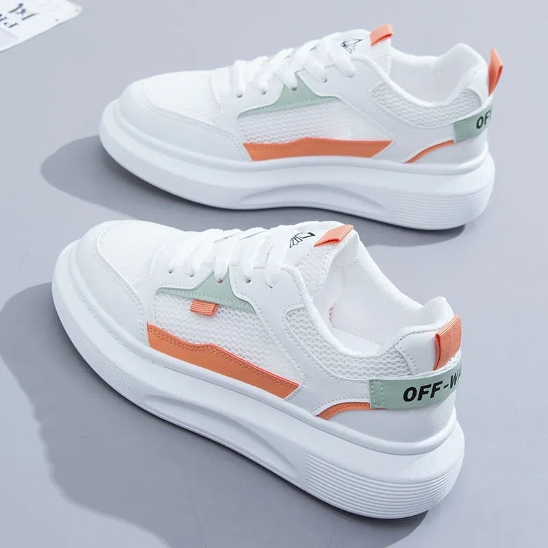 flowersverse Christmas Gift White Shoes For Women Summer Mesh Breathable Spring New Casual Sports Flats Wild Zapatillas Mujer Chaussure Femme Sneakers