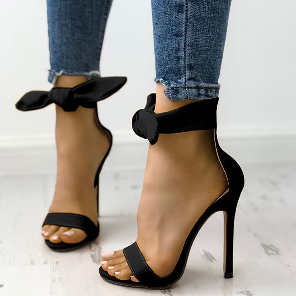 flowersverse New INS Hot women's Thin High Heels Sandals Fashion Bowknot Summer Sandals Women Party Office Shoes Woman