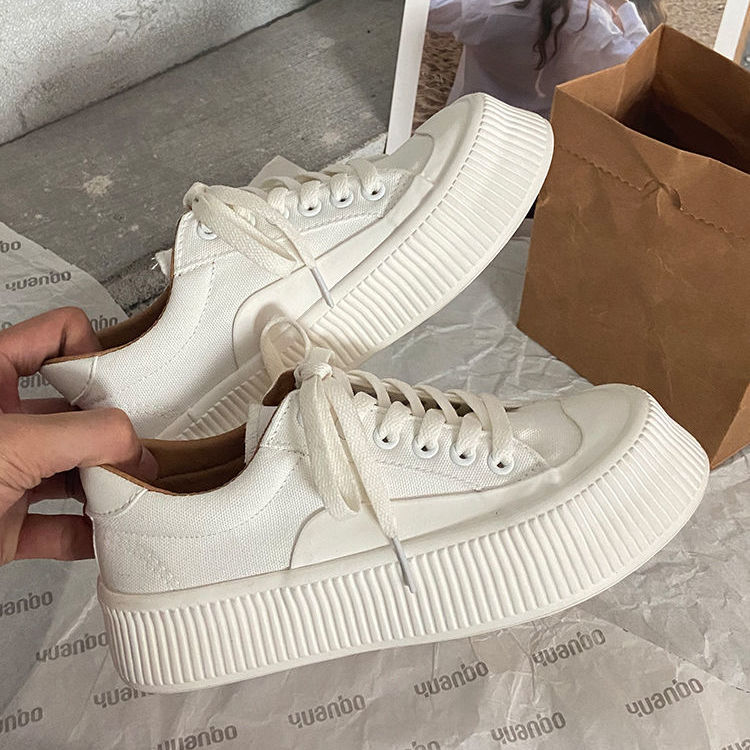 flowersverse Autumn Women Green White Black Casual Platform Canvas Sneakers Sports Shoes Tennis Designer Running Flat Vulcanize