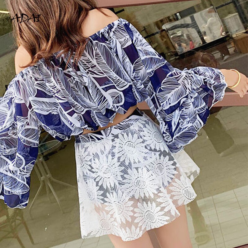 flowersverse 3 Piece Bikini Set Summer Bathing Suits Sexy High Waist Women Swimwear Bikini Sports Swimsuit Cover Up with Skirt Beachwear