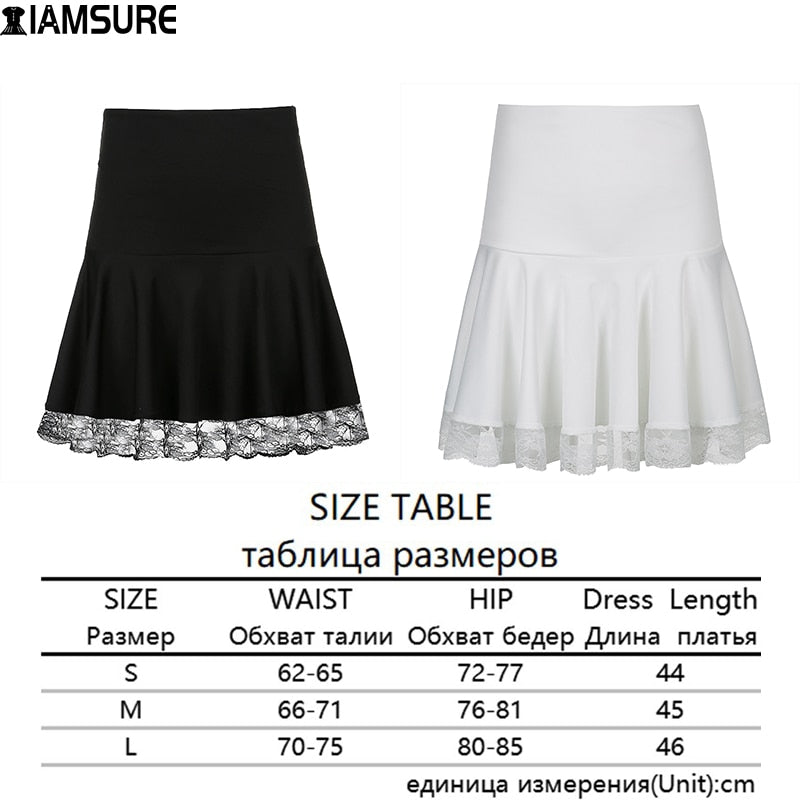 flowersverse Basic Versatile Stretchy High-waisted Lace Stitching Short Skirt Casual Vintage Harajuku Women Black Mini Skirt