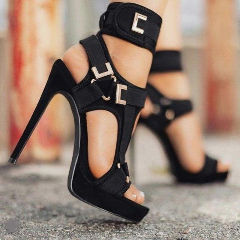 flowersverse Big Size 34-43 Brand New Ladies Thin High Heels Gladiator Sandals Platform Summer Sandals Women Party Shoes Woman