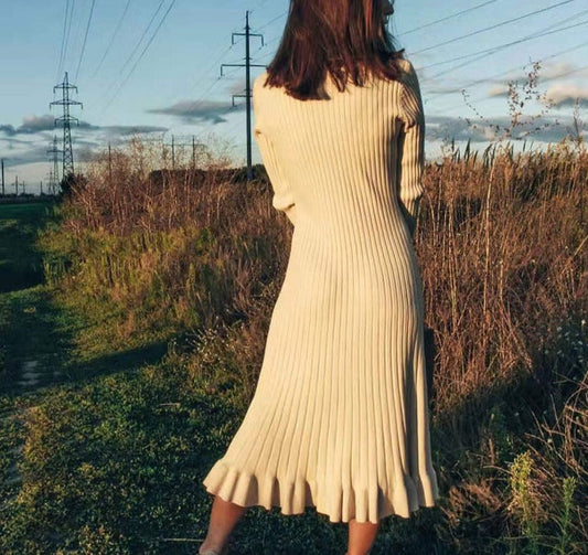 flowersverse autumn winter thick mermaid maxi sweater dress women o-neck long sweater dress elegant female a-line slim sexy knit dress