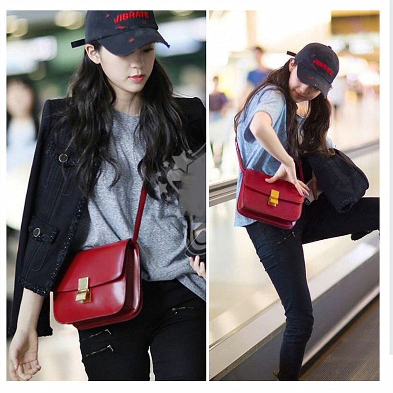 flowersverse Back to school Classic Box Genuine Leather Shoulder Crossbody Bags For Women Trend Fashion Luxury Designer Small Ladies Handbags