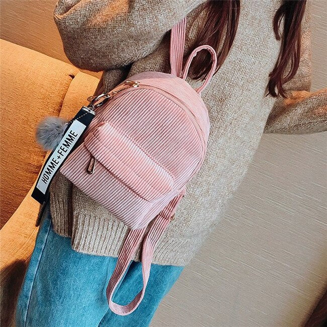 flowersverse Back to school Cute Velvet Backpack For Teenagers Children Mini Back Pack Kawaii Girls Kids Small Backpacks Female Packbags Fur Ball School Bag