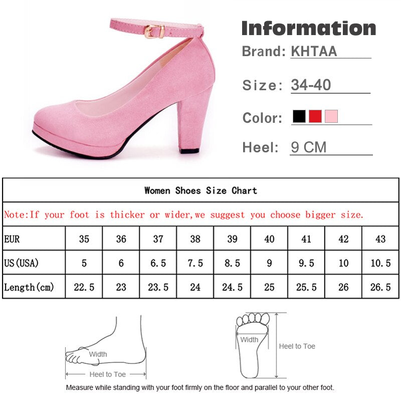 flowersverse Women Fashion Flock Pumps Ladies Sweet Thick High Heels Shoes Female Ankle Strap Suede Mary Jane Woman Party Casual Footwear