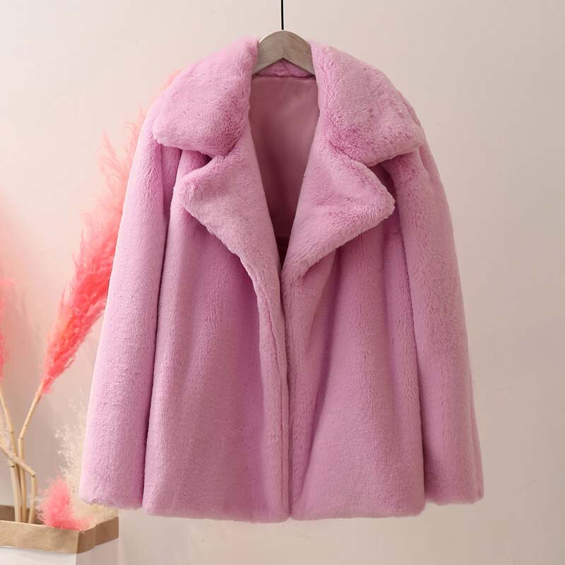 flowersverse Best Look In Winter Women Faux Fur Coat Ins Popular Fake Fur Jacket Women Thick Warm Soft Rex Rabbit Fur Overcoat Outerwear