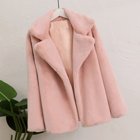 flowersverse Best Look In Winter Women Faux Fur Coat Ins Popular Fake Fur Jacket Women Thick Warm Soft Rex Rabbit Fur Overcoat Outerwear