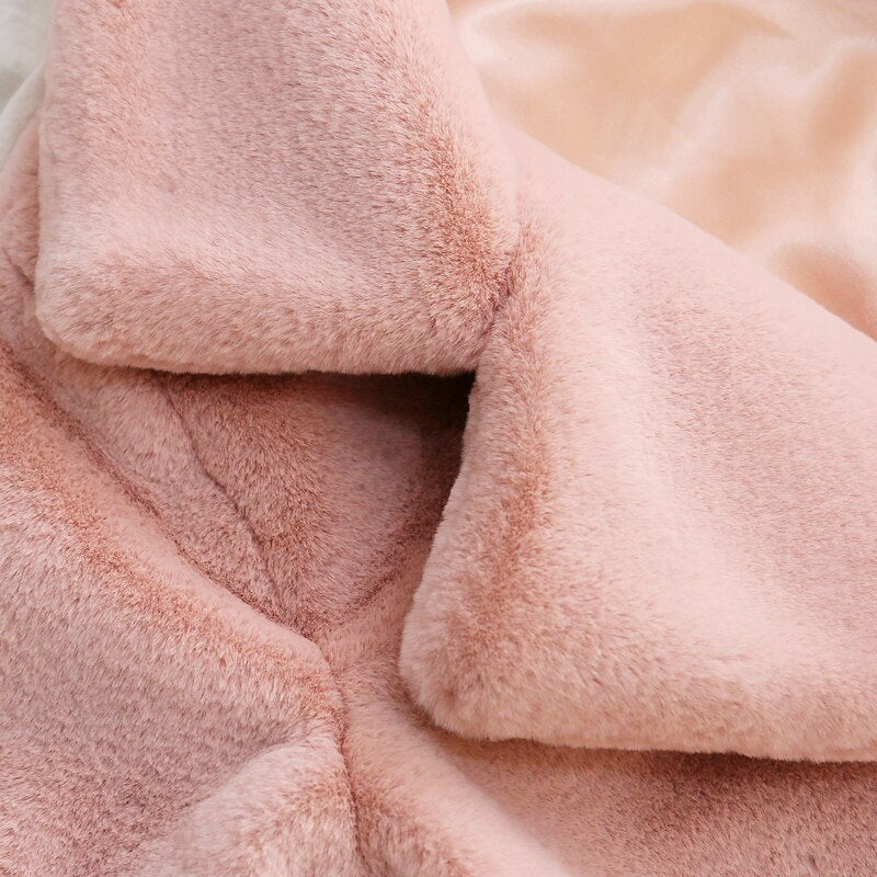 flowersverse Best Look In Winter Women Faux Fur Coat Ins Popular Fake Fur Jacket Women Thick Warm Soft Rex Rabbit Fur Overcoat Outerwear