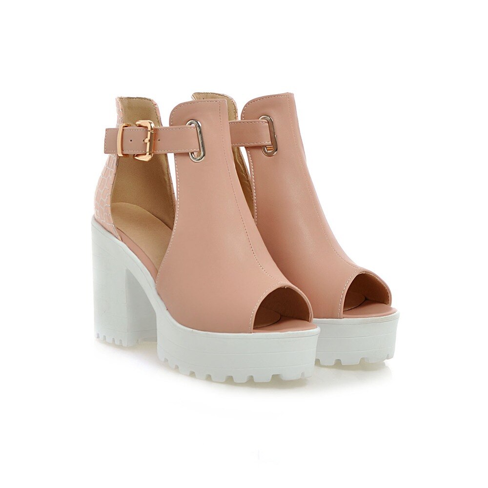 flowersverse Women Gladiator Sandals High Heels Peep Toe Summer Shoes Female Fashion Punk Platform White Pink Sandals Ladies Party Shoes