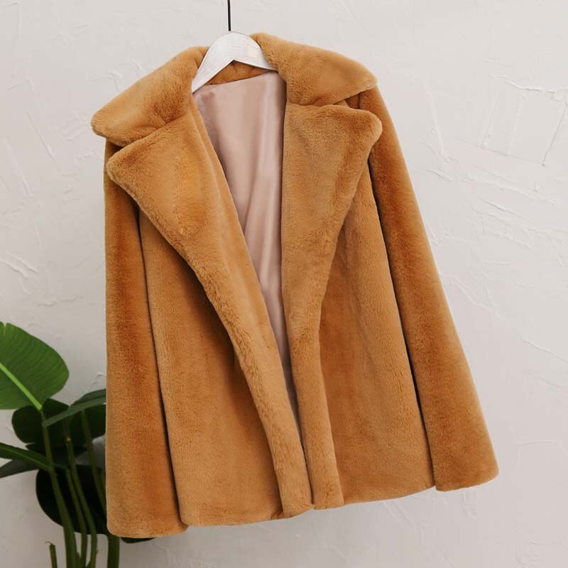 flowersverse Best Look In Winter Women Faux Fur Coat Ins Popular Fake Fur Jacket Women Thick Warm Soft Rex Rabbit Fur Overcoat Outerwear