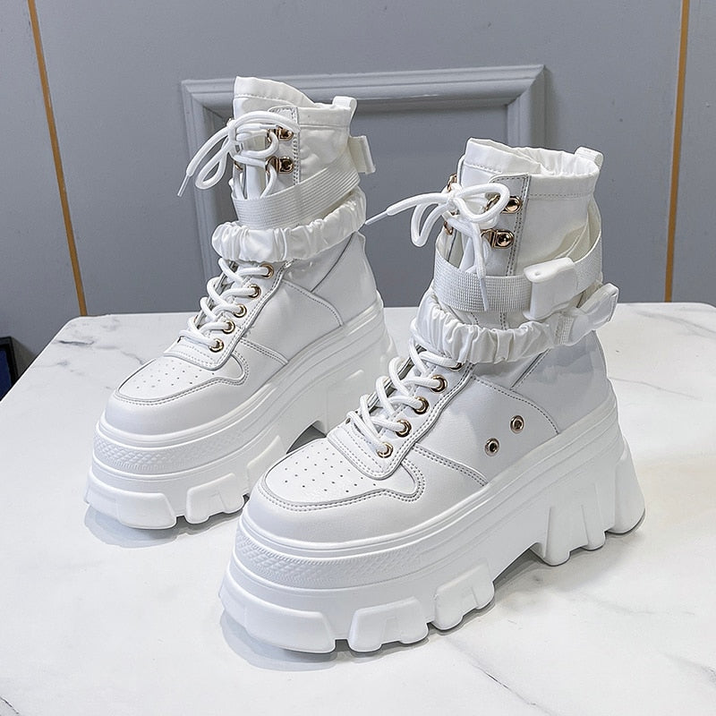 flowersverse Women's Platform Boots Winter New Warm Non-slip Sport Snow Boots Designer Fashion Ankle Boots Gladiator Motorcycle Boots