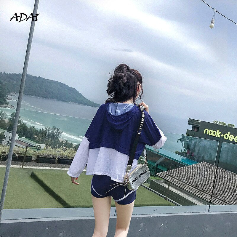 flowersverse 3 Piece Bathing Suit Blue Yellow High Wasit Bikini Women's Swimwear Patchwork Bodysuit Soprt Push Up Swim Suit Cover Up