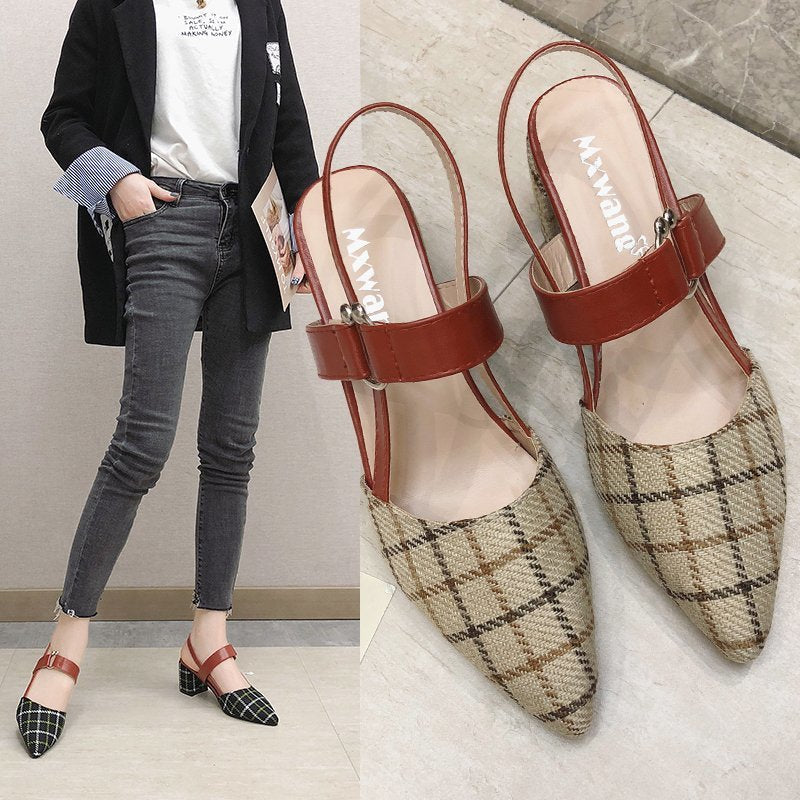 flowersverse Lady Shoes New Hollow Coarse Sandals High-heeled Shallow Mouth Pointed Pumps Work Women Female High Heels Zapatilla Lattice