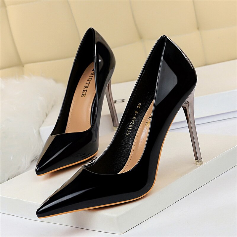flowersverse Pumps Women Shoes High Heels 10.5cm Blue Green Patent Leather Stiletto Ladies Fetish Wedding Bridal Shoes Plus Size