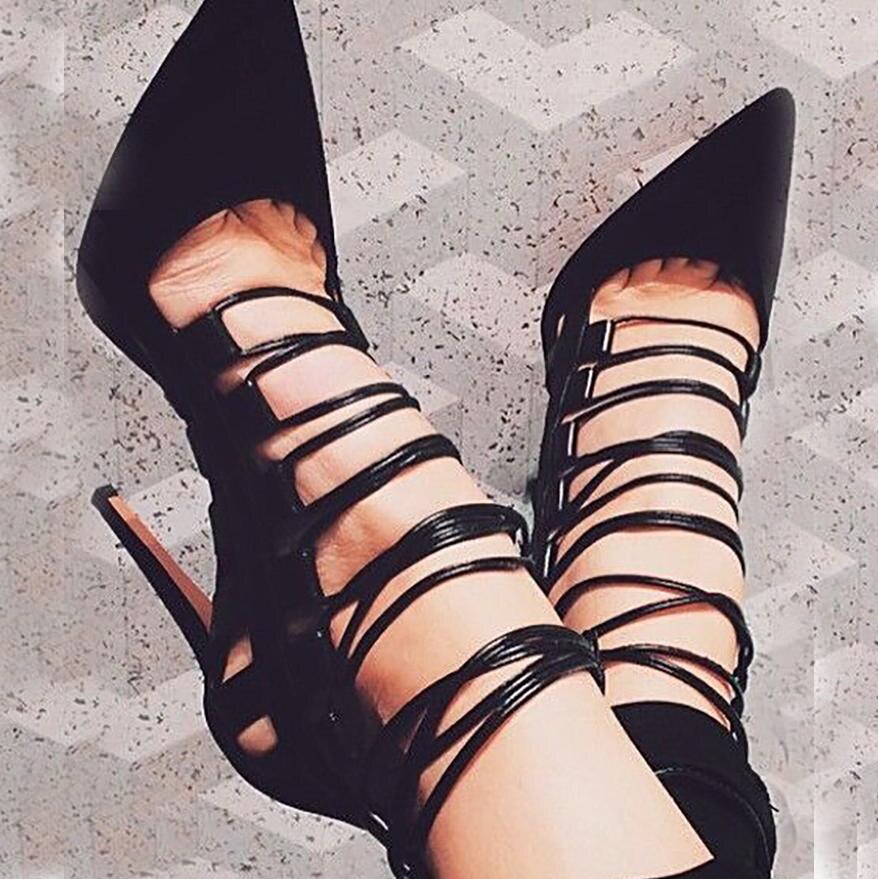 flowersverse Fashion High Heels Hollow Out Pumps Women Luxury Design Pumps Pointed Toe Heels Sandals
