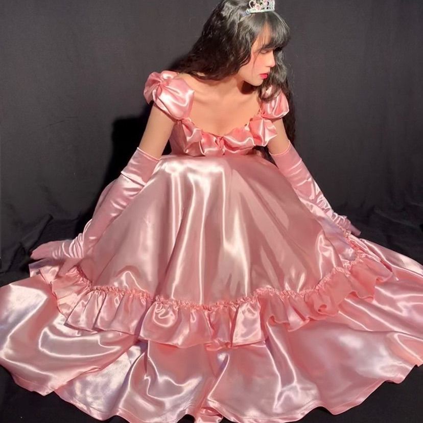 flowersverse Blue Elegant Victorian Dress Women Summer Long Fairy Korean Strap Dress Kawaii Vintage Wedding Evening Party Dress Women 220920
