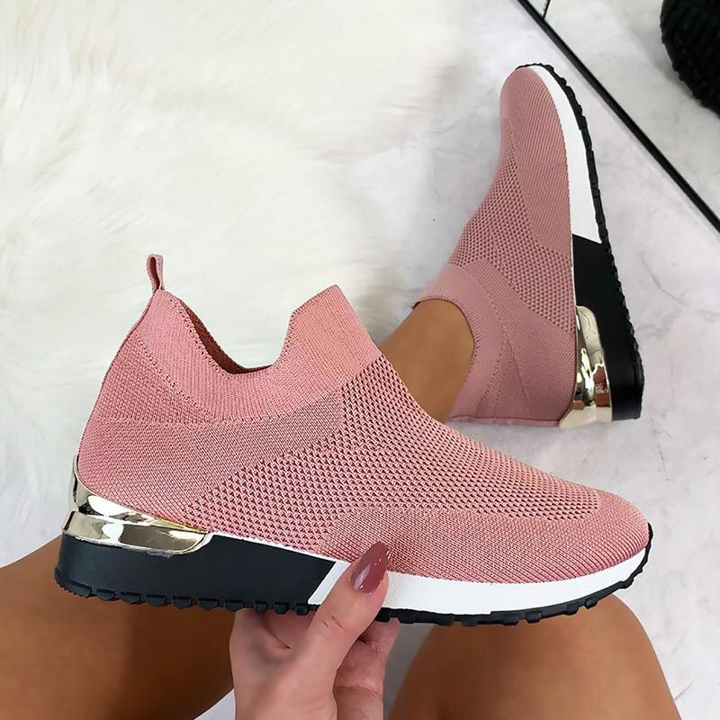 Christmas Gift Women Vulcanized Shoes Lace Up Casual Sneakers Flats Ladies Platform Mesh Breathable Walking Plus Size Female Shoe New