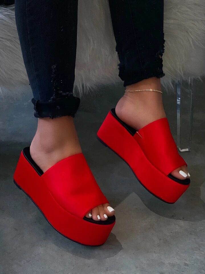 flowersverse High-heeled Women Flatform Slippers Summer New Leopard Print Thick with Slides Women Large Size Shoes Woman Wedges Slipper 0823