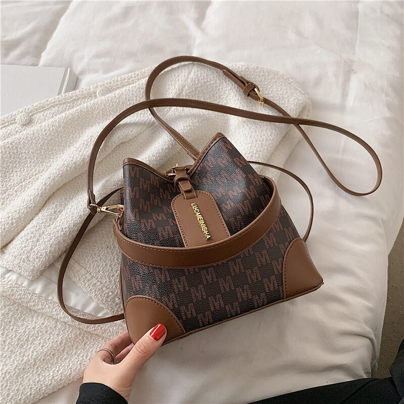 flowersverse Back to school Letters Drawstring Bucket Small Women Handbags Trend Fashion Designer Ladies Shoulder Crossbody Bags Pink Beige