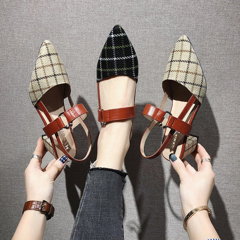 flowersverse Lady Shoes New Hollow Coarse Sandals High-heeled Shallow Mouth Pointed Pumps Work Women Female High Heels Zapatilla Lattice