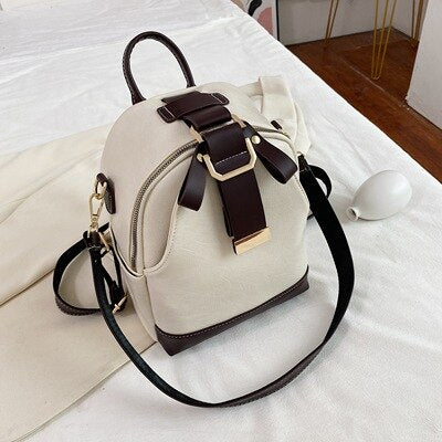 flowersverse Back to school Vintage Patchwork Women Backpack Small Luxury Design Female Shoulder Bag Ladies Totes PU Leather Schoolbag Backpacks Bagpack