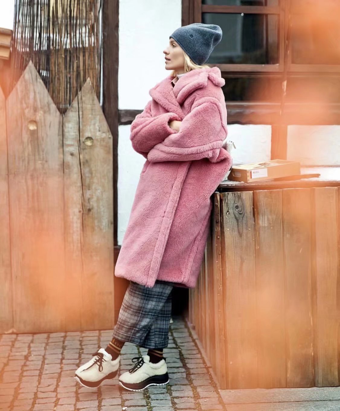 flowersverse Autumn Winter Women's Loose Jackets Lamb Wool Oversize Coats Round Neck Outwear Female Coats Long Sleeve Cotton Clothing