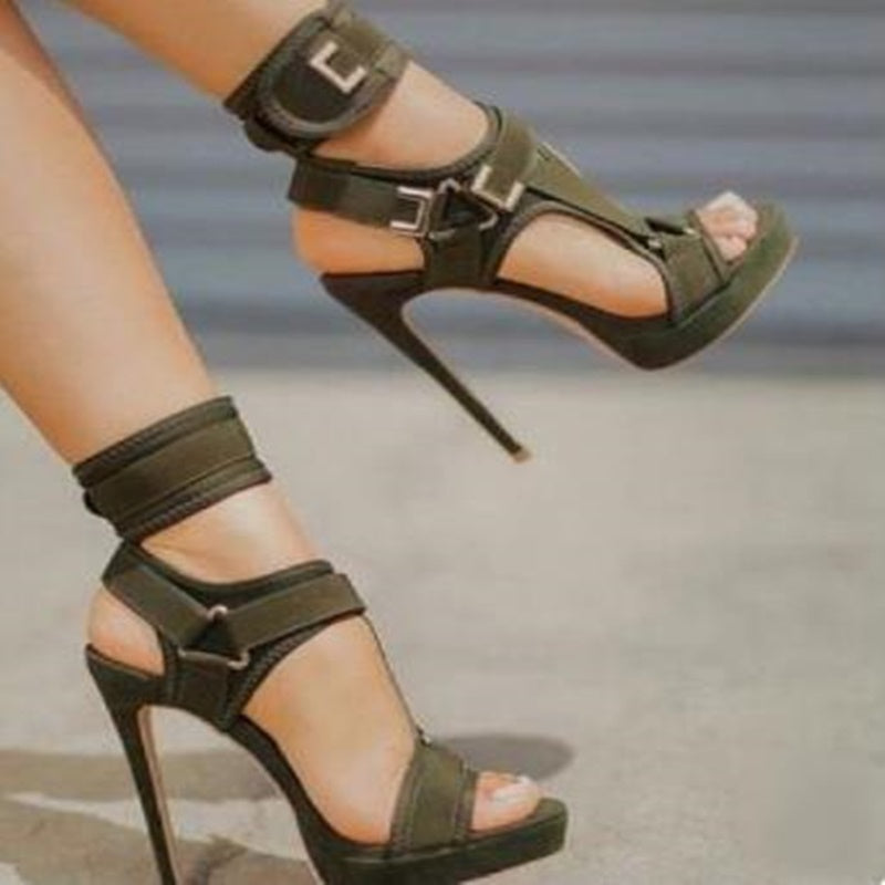 flowersverse Big Size 34-43 Brand New Ladies Thin High Heels Gladiator Sandals Platform Summer Sandals Women Party Shoes Woman