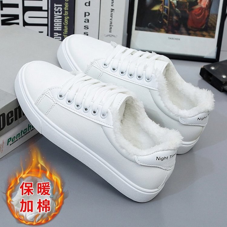 Women Sneakers Fashion Breathble Vulcanized Shoes Women Pu leather Platform Shoes Women Lace up Casual Shoes White