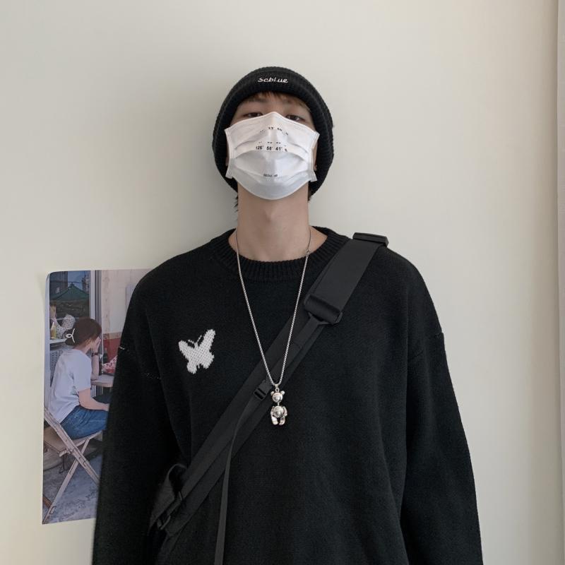 flowersverse Autumn Women Loose Sweater Black Butterfly Knitted Sweater Fashion Harajuku Pullovers Couple Hip Hop O-Neck Sweatshirt Y2k