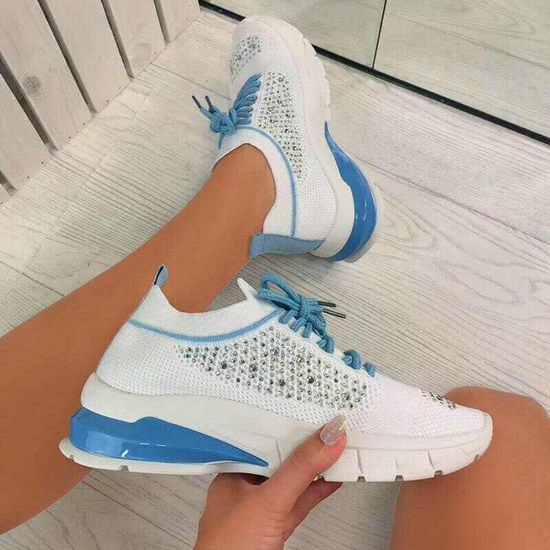 Christmas Gift Women Vulcanized Shoes Lace Up Casual Sneakers Flats Ladies Platform Mesh Breathable Walking Plus Size Female Shoe New