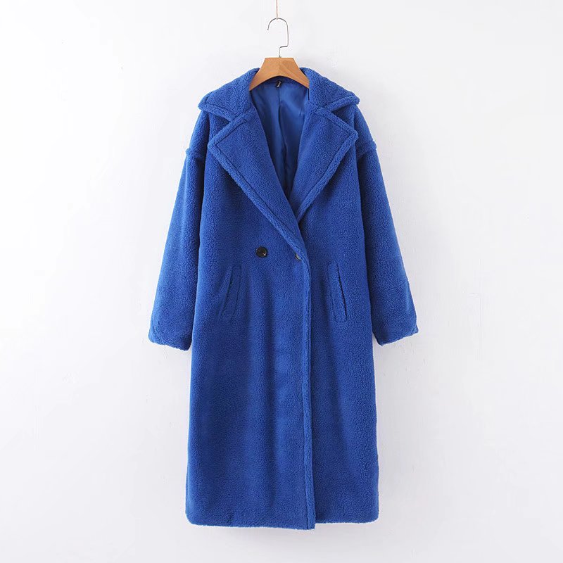 flowersverse Autumn Winter Women's Loose Jackets Lamb Wool Oversize Coats Round Neck Outwear Female Coats Long Sleeve Cotton Clothing