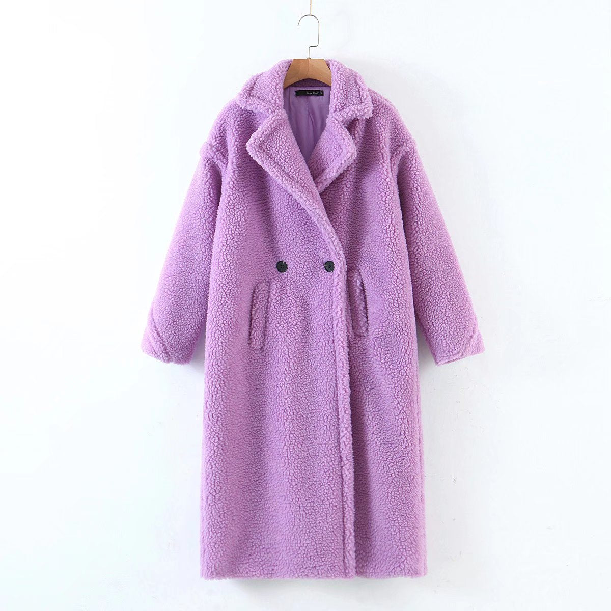 flowersverse Autumn Winter Women's Loose Jackets Lamb Wool Oversize Coats Round Neck Outwear Female Coats Long Sleeve Cotton Clothing