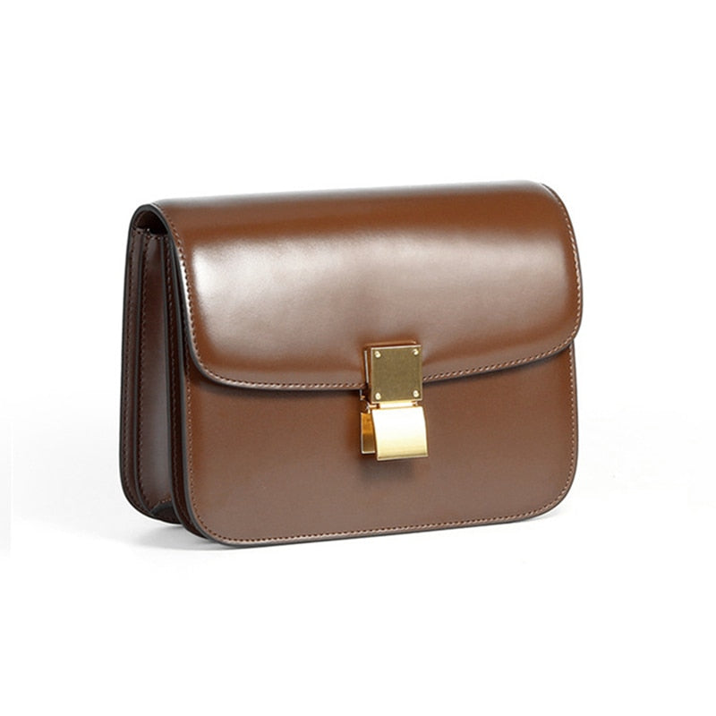 flowersverse Back to school Classic Box Genuine Leather Shoulder Crossbody Bags For Women Trend Fashion Luxury Designer Small Ladies Handbags