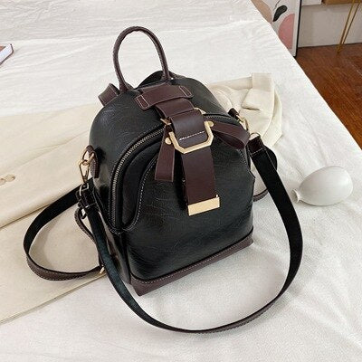 flowersverse Back to school Vintage Patchwork Women Backpack Small Luxury Design Female Shoulder Bag Ladies Totes PU Leather Schoolbag Backpacks Bagpack