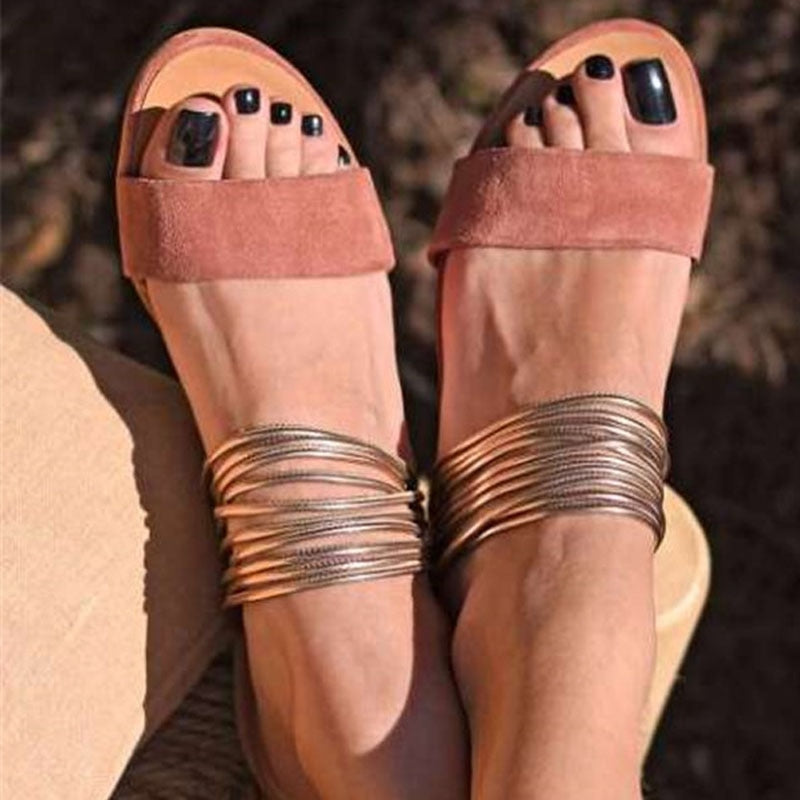 flowersverse Women Rome Sandals New Summer Hot Retro Wedges Gladiator Non-slip Slippers Ladies Party Office Shoes Beach Sandals Slides
