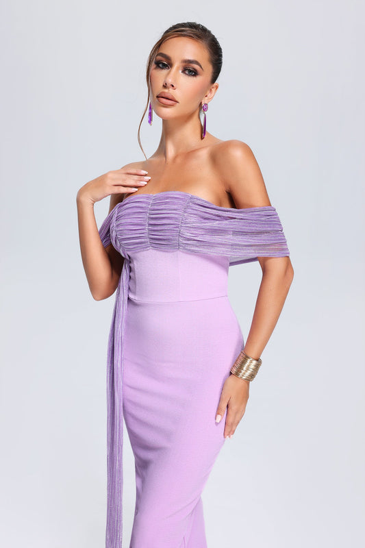 flowersverse Inya Off-Shoulder Ruched Dress