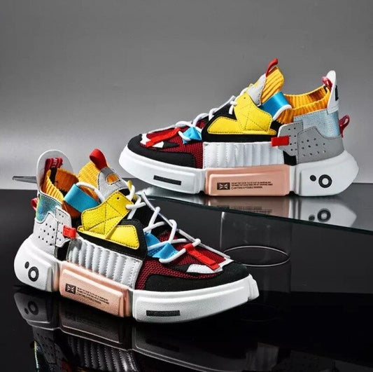 flowersverse Men Sport Shoes Thick Bottom Sneakers Men Casual Shoes Lightweight Platform Shoes Soft Breathable Brand Running Shoes