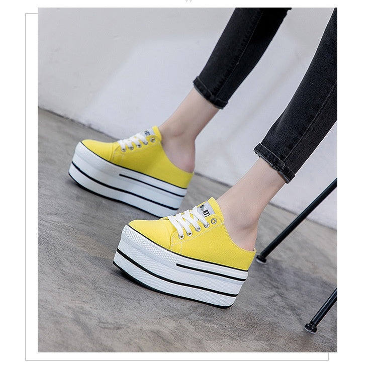 flowersverse Casual Shoes Slippers Women Canvas Shoes Fashion Breathable Platform Wedge Heel Women Slipper Sneakers Mules Sandals Slide