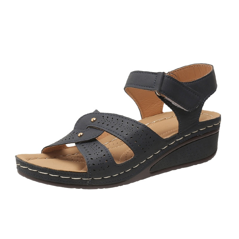 flowersverse Plus Size Fashion Wedge Sandals Women Summer Casual Platform Walking Sandalias Mujer Comfortable Non Slip Beach Shoes Woman