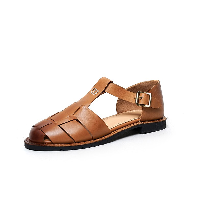 flowersverse new Women sandals natural leather 22-24.5cm cowhide+sheepskin+pigskin Knitted Gladiator women summer shoes Retro sandals