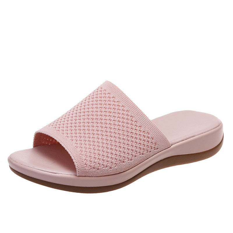 flowersverse New Summer Flying Woven Flat Non-slip Casual Breathable Outdoor Beach Comfortable Women's Slippers or Indoor Home Shoes