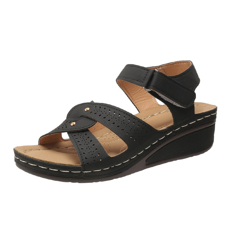 flowersverse Plus Size Fashion Wedge Sandals Women Summer Casual Platform Walking Sandalias Mujer Comfortable Non Slip Beach Shoes Woman