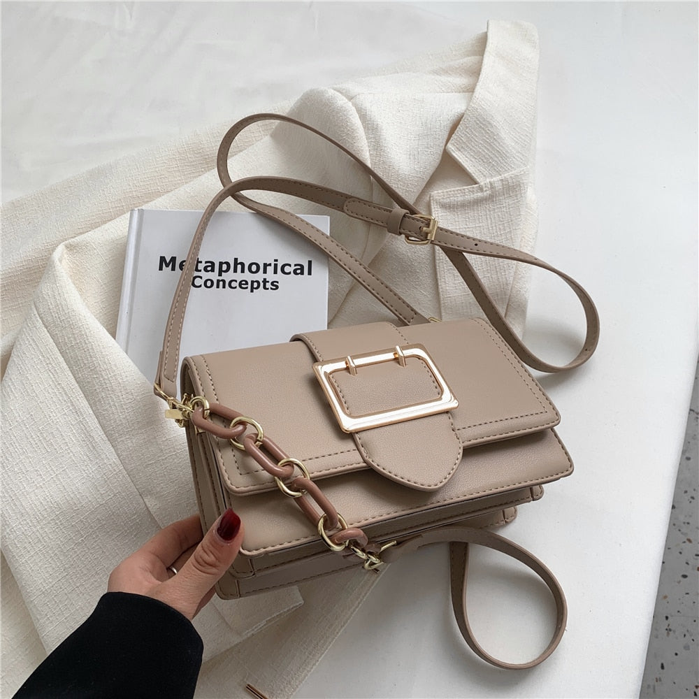 flowersverse Back to school Belt Design Chain Small Shoulder Crossbody Bags For Women Summer Trend Fashion Brand Simple Flap Ladies Handbags