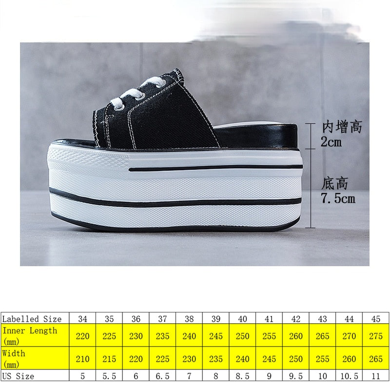 flowersverse 9.5Cm Super High Platform Flats Wedge Genuine Leather Women Summer Shoes Lace Up Open Toe Slides Slippers Mules Sandals