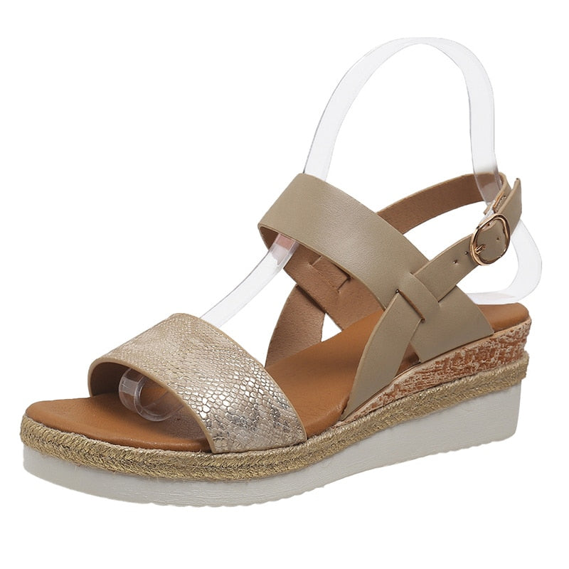 flowersverse Snake Print Wedge Sandles for Women Summer Plus Size Platform Sandals Woman Lightweight Non Slip Beach Sandalias De Mujer