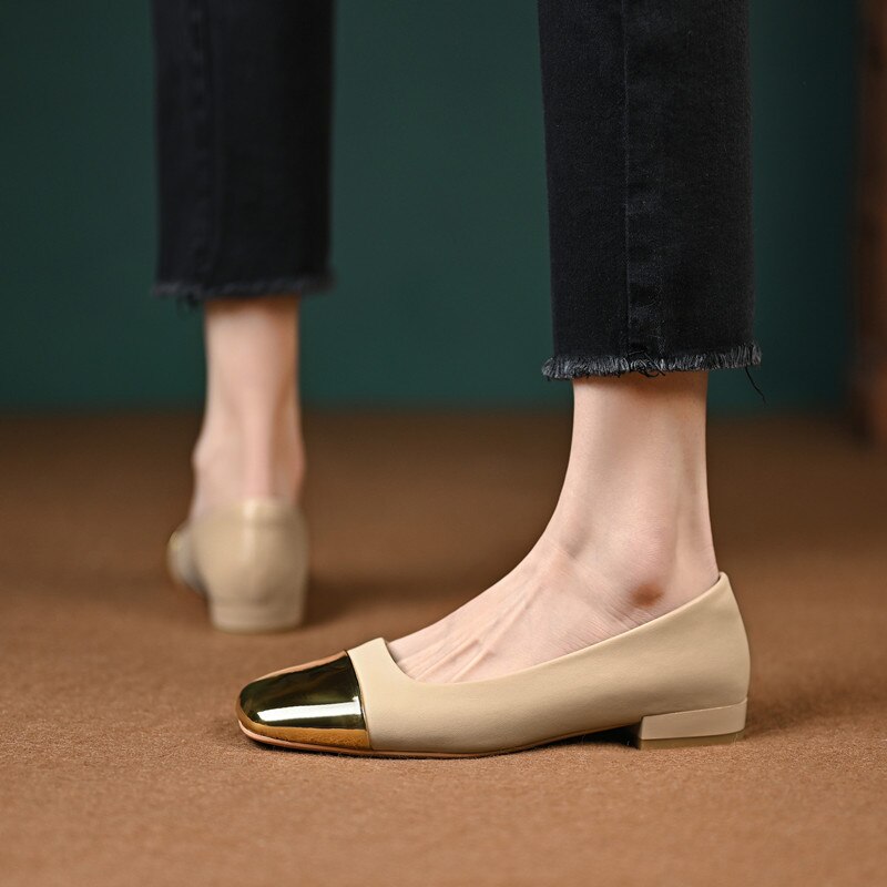 flowersverse new Spring women pumps natural leather 22-24.5cm length cowhide+pigskin full leather square toe mixed colors low heels shoes
