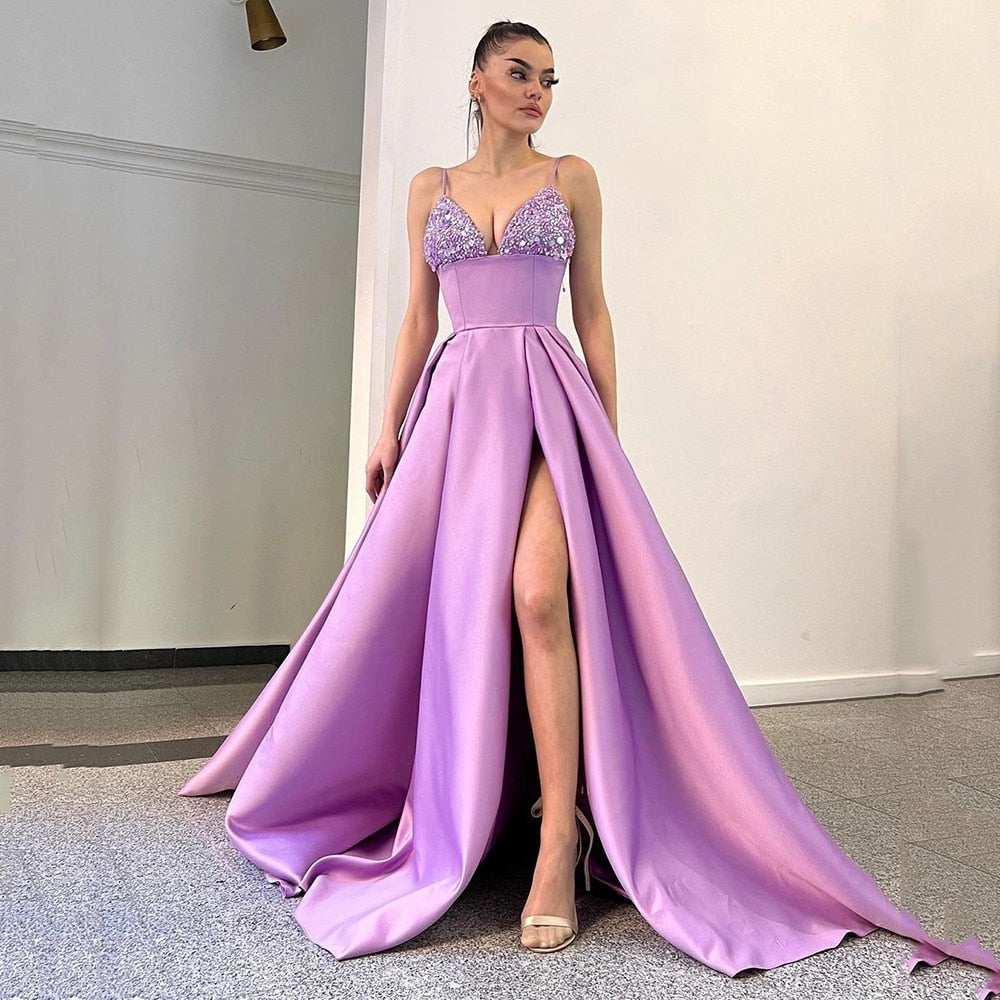 flowersverse V-Neck Sequined Long Dress Women Summer Black Spaghetti Strap Split Dresses Elegant Slim Solid Party Vestido Female